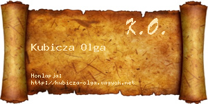 Kubicza Olga névjegykártya